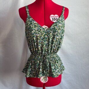 MM50 Sienna sky floral ruched waist tank top